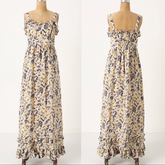 Anthropologie Dresses & Skirts - Anthropologie | Hydrangea Petals Silk Maxi Dress
